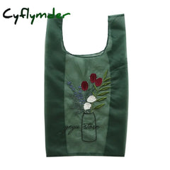 Cyflymder Summer Women Transparent Tote Organza Yarn Cloth Beach Bag Embroidery Handbag High