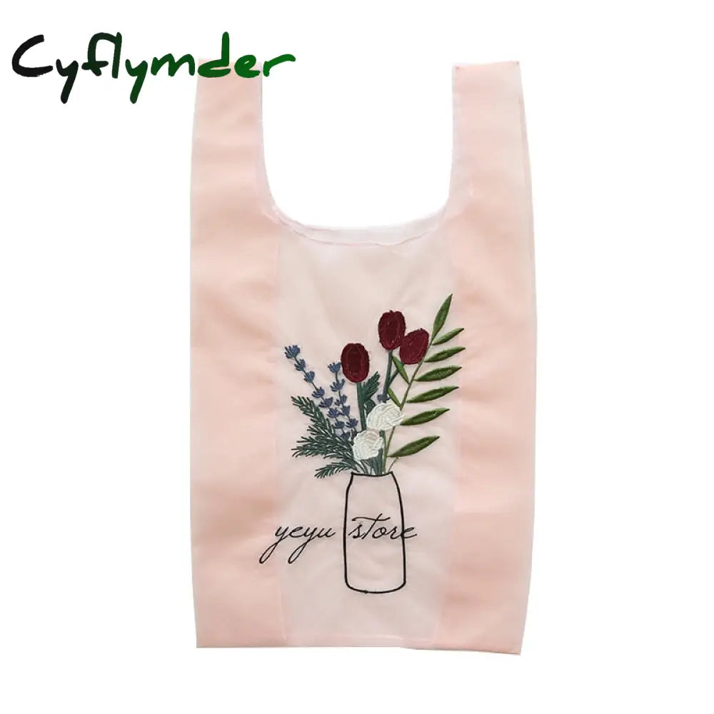 Cyflymder Summer Women Transparent Tote Organza Yarn Cloth Beach Bag Embroidery Handbag High