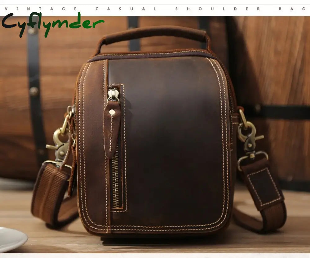 Cyflymder Super Quality Men’s Mini Shoulder Bag Genuine Leather Phone Pouch On Belt Small