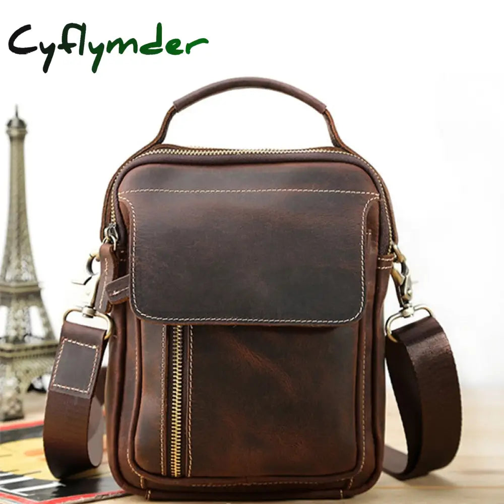 Cyflymder Super Quality Men’s Mini Shoulder Bag Genuine Leather Phone Pouch On Belt Small