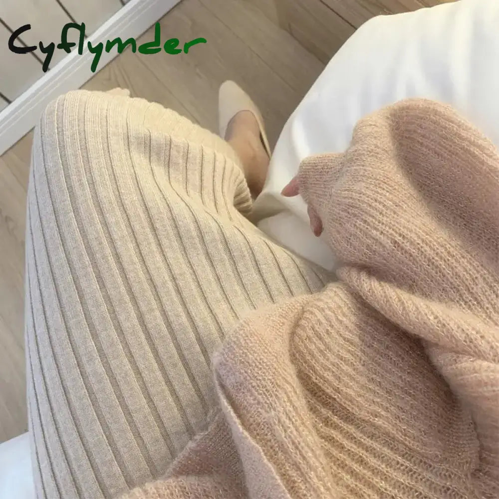 Cyflymder Suspended Sweater Dress Women Slim Fit Mid Length Wrapped Hip Spring Autumn Knitted Tank