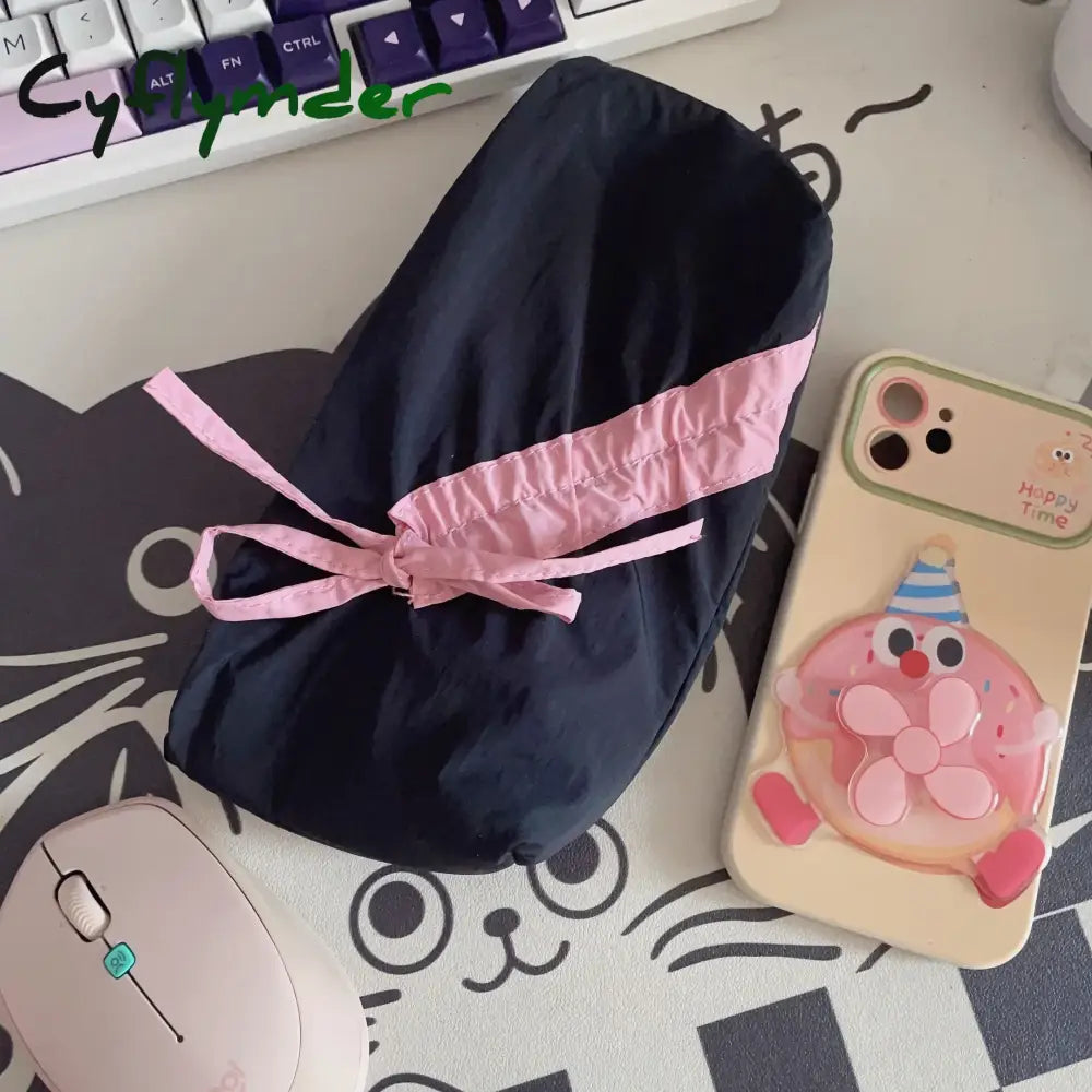 Cyflymder Sweet And Cute Large Capacity Bow Pencil Case Small Fresh High-Value Stationery Bag
