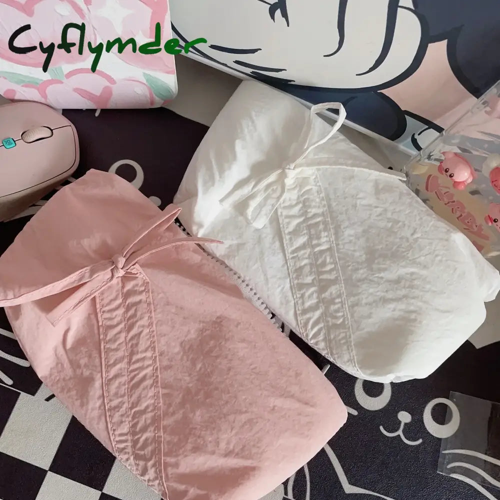 Cyflymder Sweet And Cute Large Capacity Bow Pencil Case Small Fresh High-Value Stationery Bag