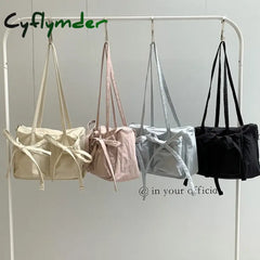 Cyflymder Sweet Girls Bowknot Nylon Shoulder Women Bag Korean Niche Design Bow Summer Travel Beach