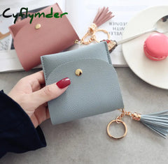 Cyflymder Sweet Lady Card Wallet Mini Tassel Credit Holder For Student Women Small Money Coins