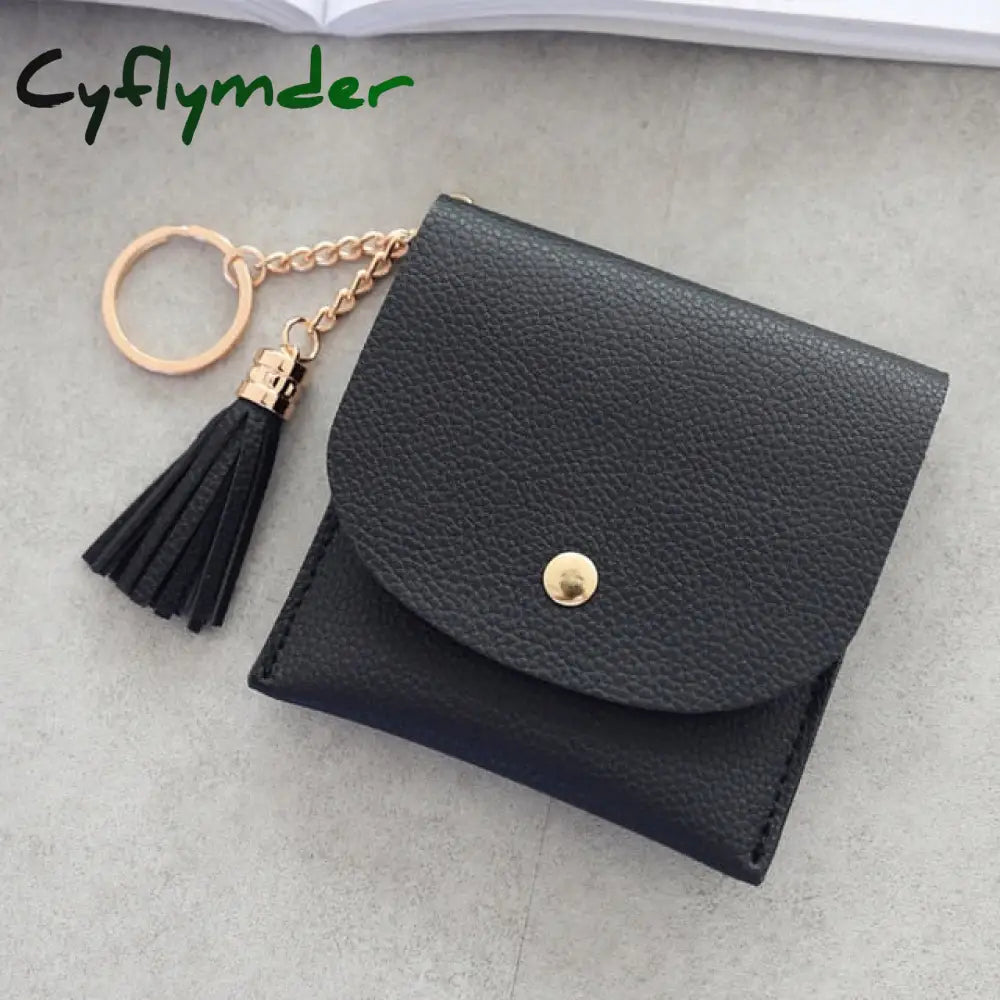 Cyflymder Sweet Lady Card Wallet Mini Tassel Credit Holder For Student Women Small Money Coins