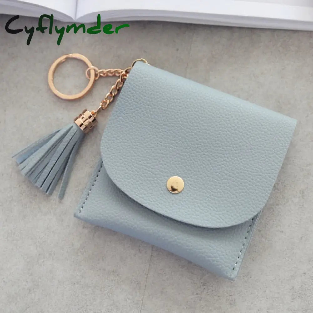 Cyflymder Sweet Lady Card Wallet Mini Tassel Credit Holder For Student Women Small Money Coins