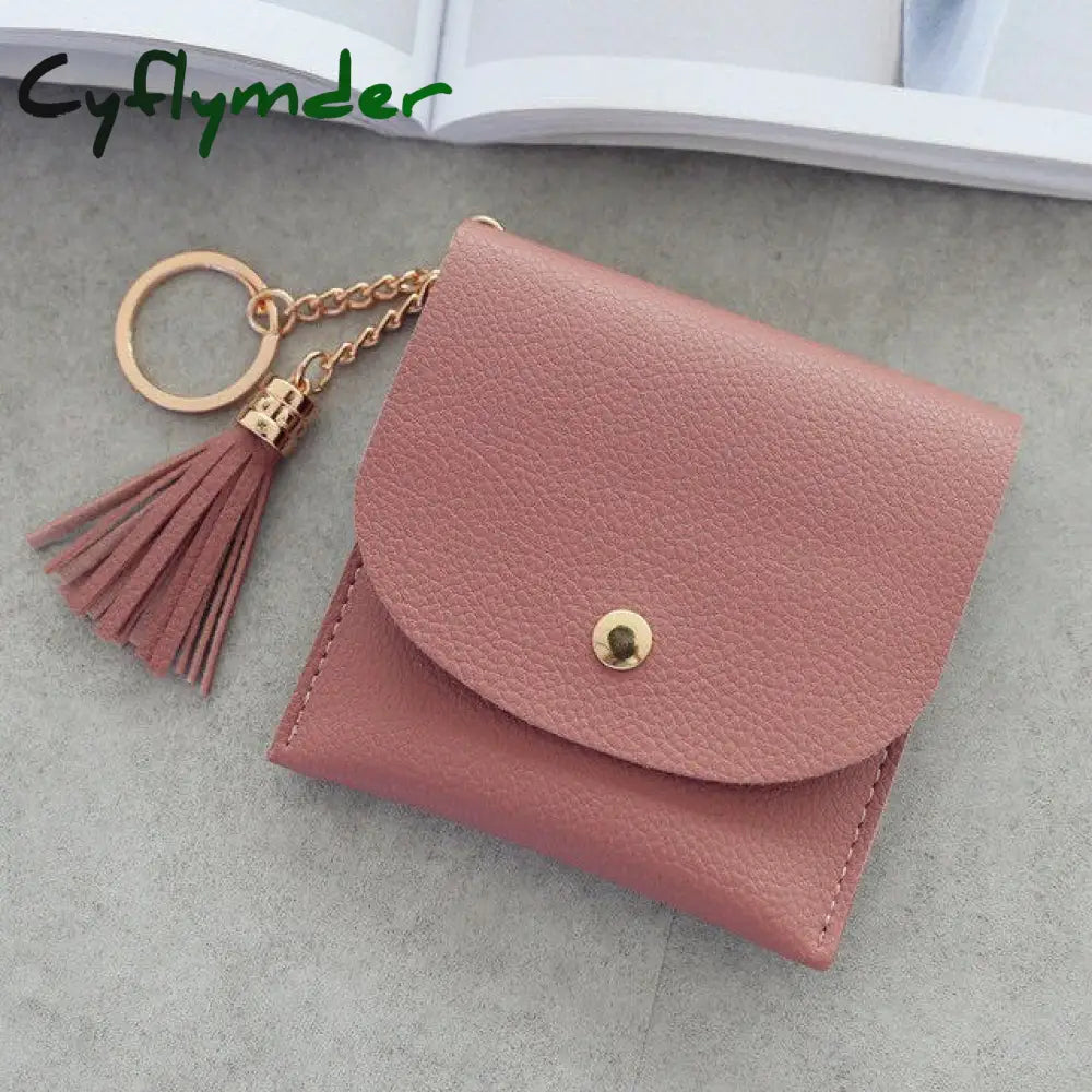 Cyflymder Sweet Lady Card Wallet Mini Tassel Credit Holder For Student Women Small Money Coins