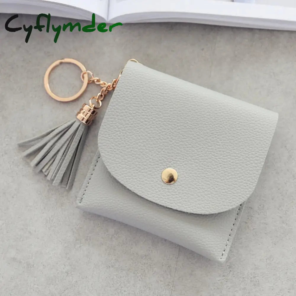 Cyflymder Sweet Lady Card Wallet Mini Tassel Credit Holder For Student Women Small Money Coins