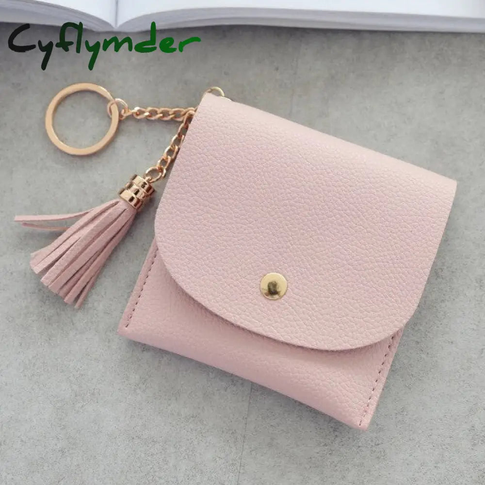 Cyflymder Sweet Lady Card Wallet Mini Tassel Credit Holder For Student Women Small Money Coins