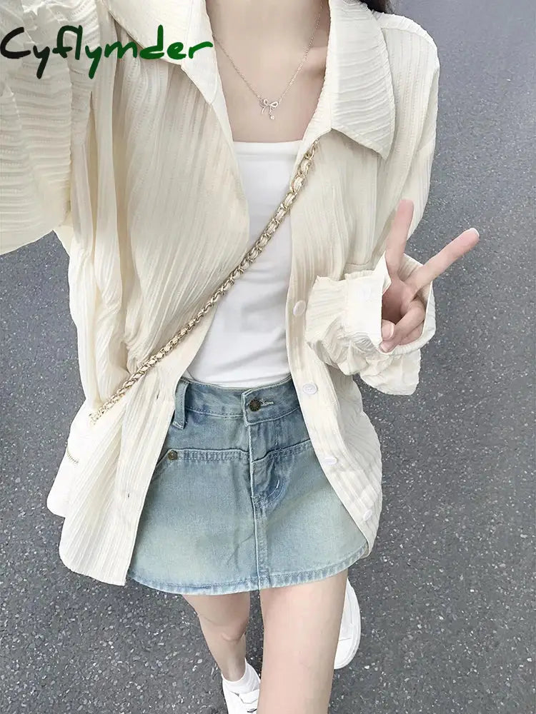 Sweet Women Shirt Summer Thin Loose Long Sleeve Female Casual Blouse Korean Fashion New Cotton Linen All Match Ladies Tops