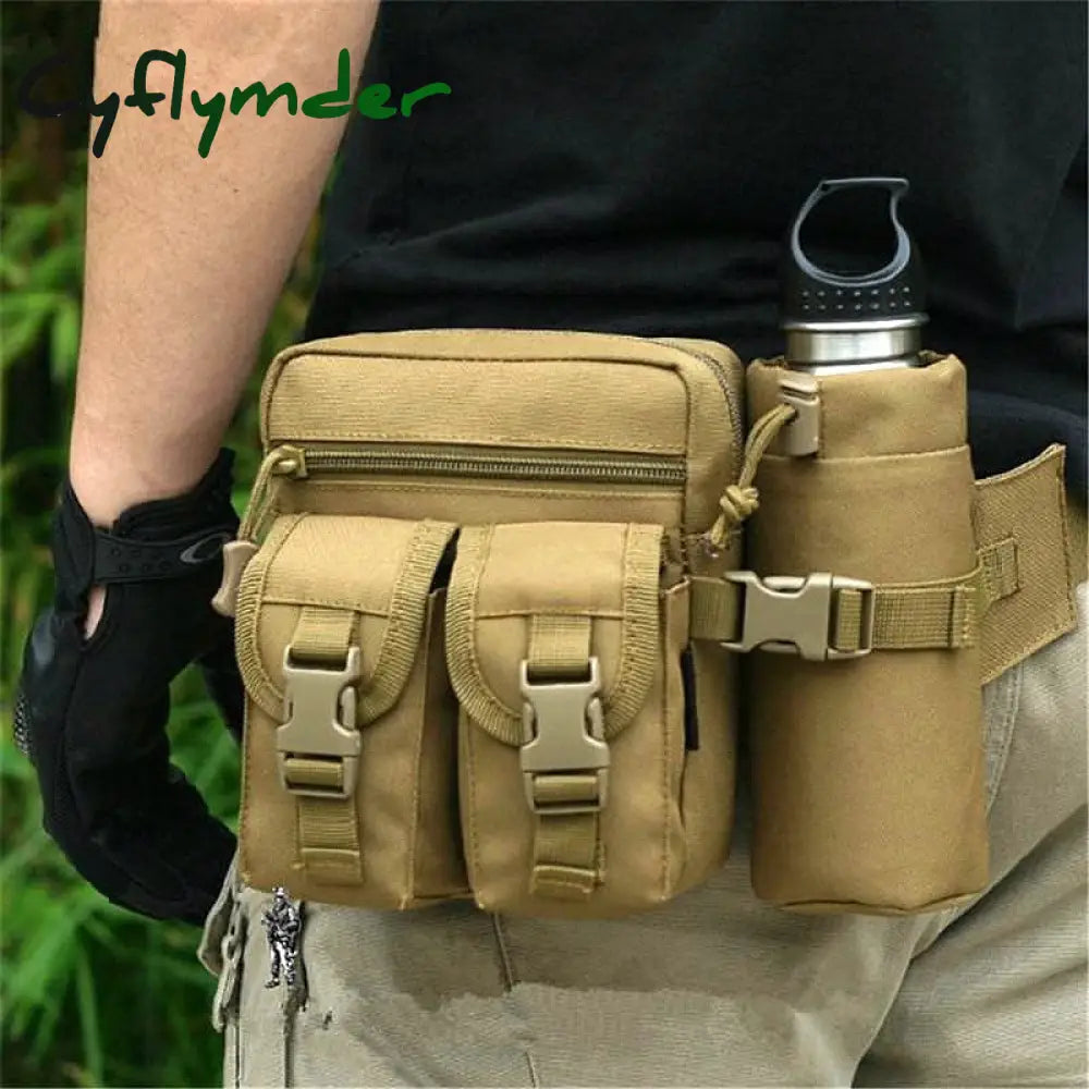 Cyflymder Tactical Men Waist Pack Nylon Hiking Water Bottle Phone Pouch Outdoor Sports Army