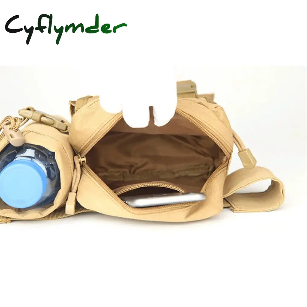 Cyflymder Tactical Men Waist Pack Nylon Hiking Water Bottle Phone Pouch Outdoor Sports Army