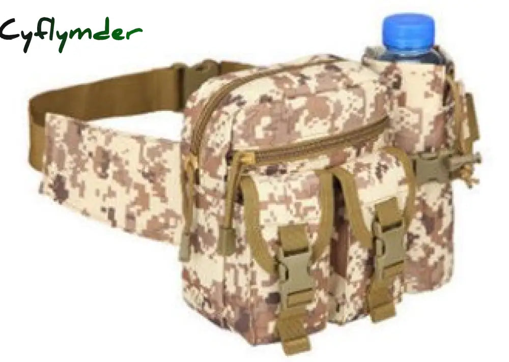 Cyflymder Tactical Men Waist Pack Nylon Hiking Water Bottle Phone Pouch Outdoor Sports Army