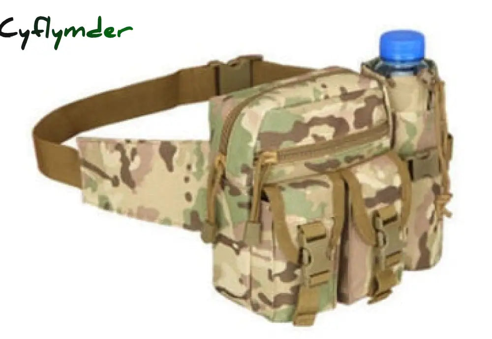 Cyflymder Tactical Men Waist Pack Nylon Hiking Water Bottle Phone Pouch Outdoor Sports Army