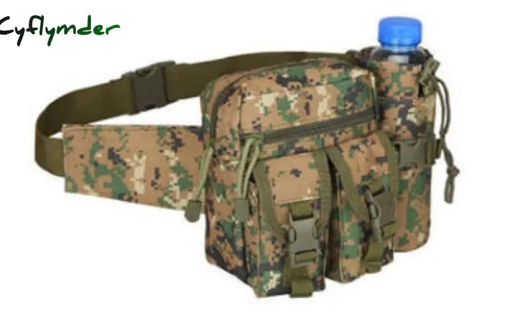 Cyflymder Tactical Men Waist Pack Nylon Hiking Water Bottle Phone Pouch Outdoor Sports Army