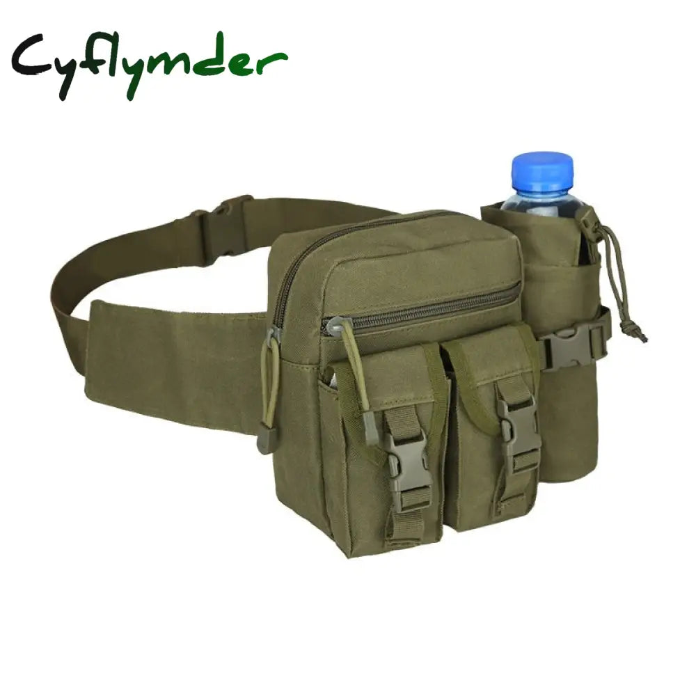 Cyflymder Tactical Men Waist Pack Nylon Hiking Water Bottle Phone Pouch Outdoor Sports Army