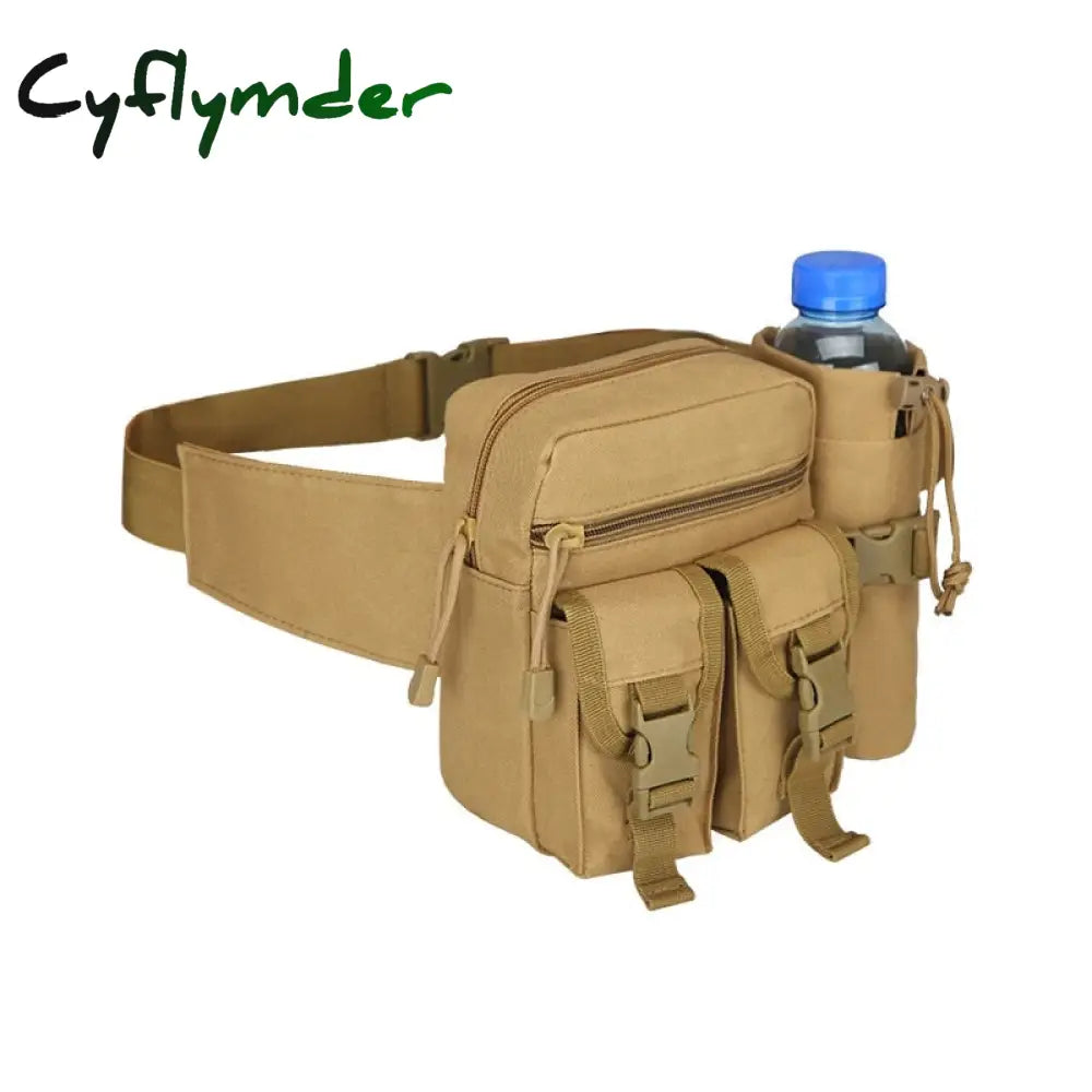 Cyflymder Tactical Men Waist Pack Nylon Hiking Water Bottle Phone Pouch Outdoor Sports Army