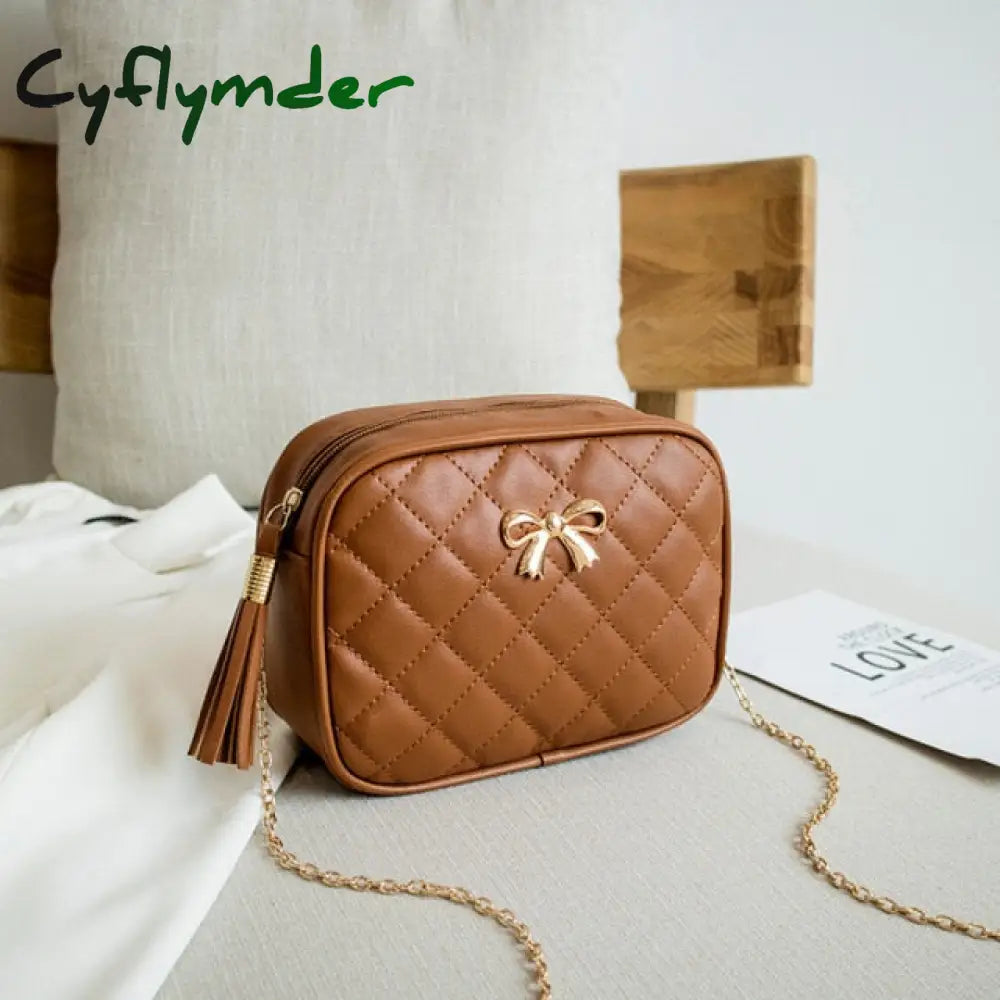 Cyflymder Tassel Small Messenger Bag For Women Trend Lingge Embroidery Camera Female Shoulder