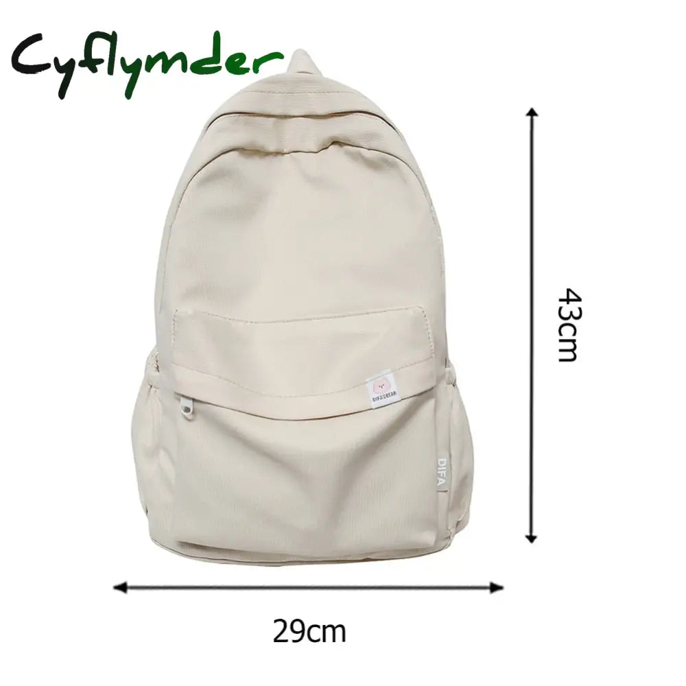 Cyflymder Teen School Bag For Girls Backpack Solid Color Women Bookbags Middle Student Schoolbag