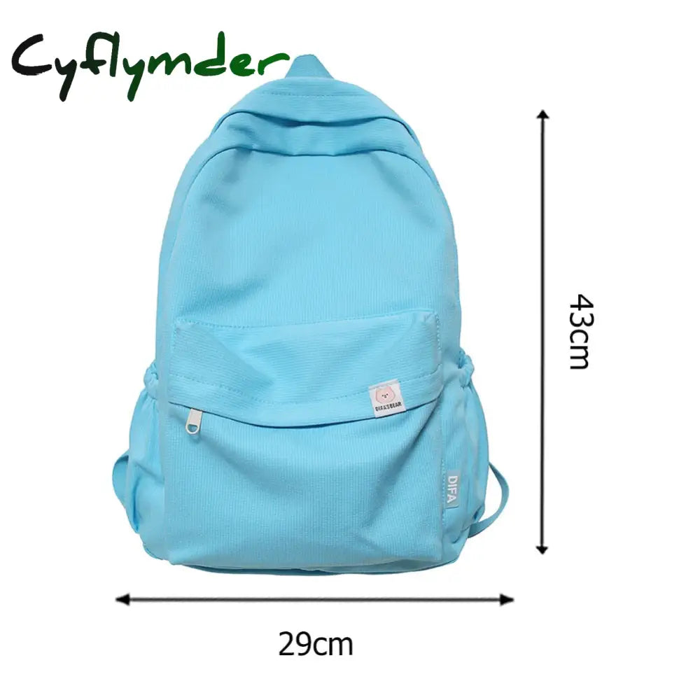 Cyflymder Teen School Bag For Girls Backpack Solid Color Women Bookbags Middle Student Schoolbag