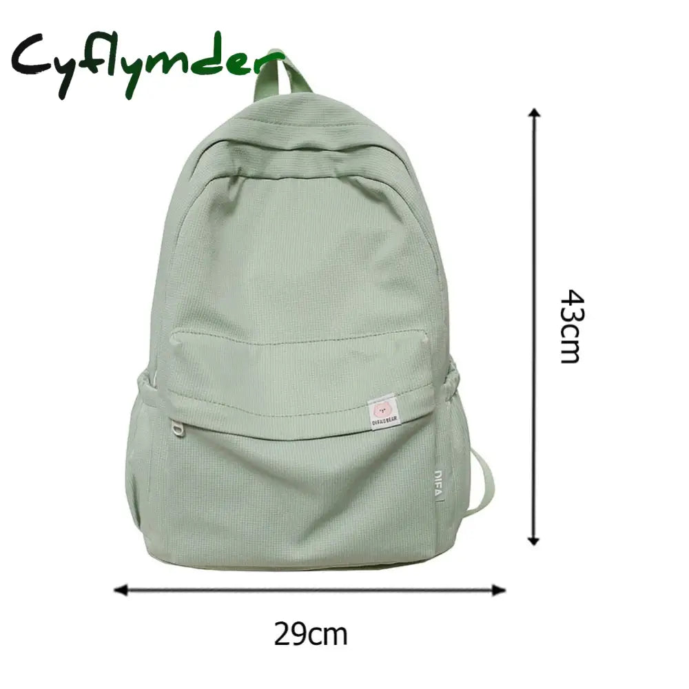 Cyflymder Teen School Bag For Girls Backpack Solid Color Women Bookbags Middle Student Schoolbag