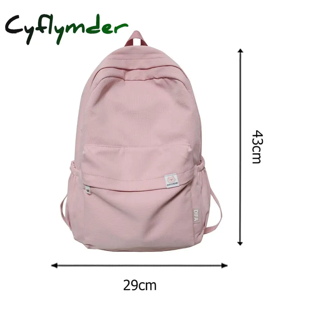 Cyflymder Teen School Bag For Girls Backpack Solid Color Women Bookbags Middle Student Schoolbag