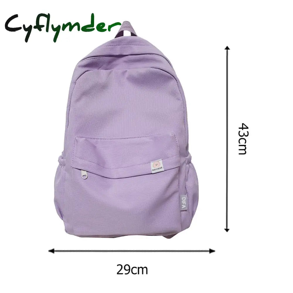 Cyflymder Teen School Bag For Girls Backpack Solid Color Women Bookbags Middle Student Schoolbag