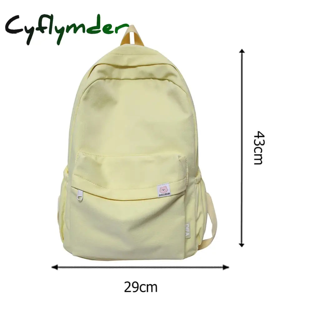 Cyflymder Teen School Bag For Girls Backpack Solid Color Women Bookbags Middle Student Schoolbag