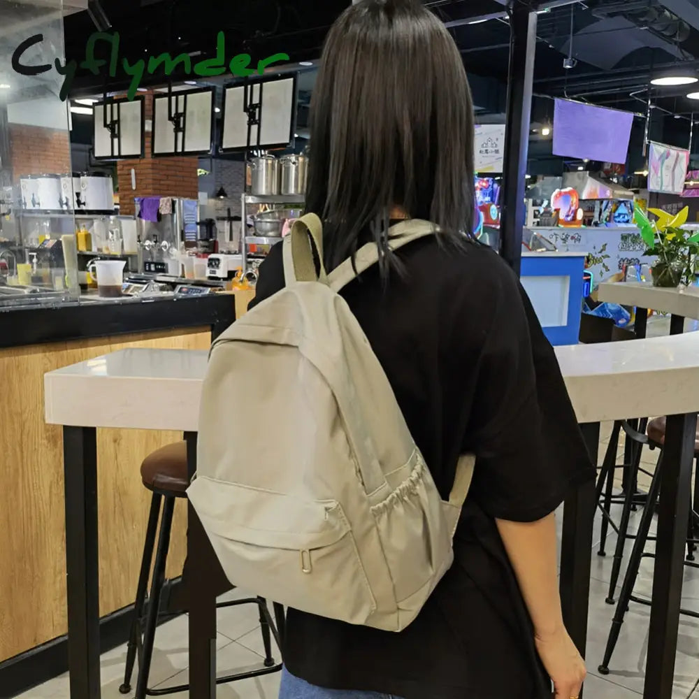 Cyflymder Teen School Bag For Girls Backpack Solid Color Women Bookbags Middle Student Schoolbag