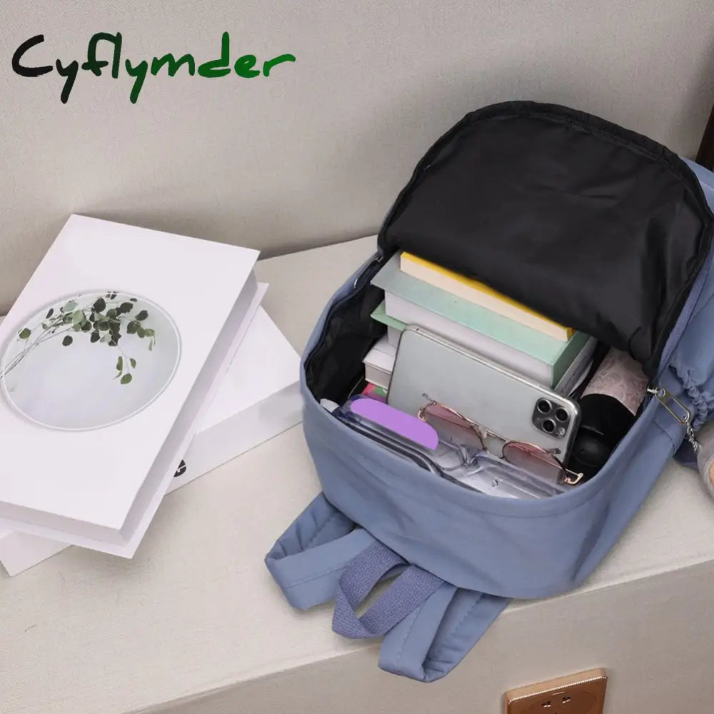 Cyflymder Teen School Bag For Girls Backpack Solid Color Women Bookbags Middle Student Schoolbag
