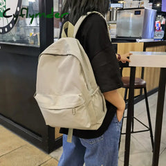 Cyflymder Teen School Bag For Girls Backpack Solid Color Women Bookbags Middle Student Schoolbag