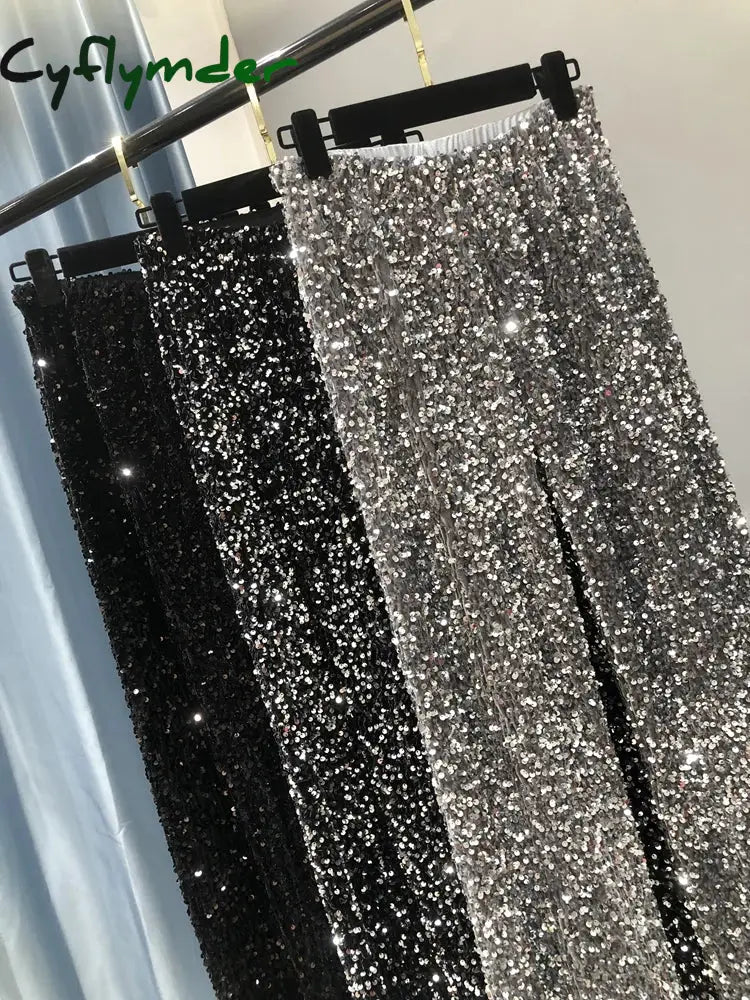 Cyflymder The New Women’s Fashion Trendy Sparkling Gold Pants Relaxation Of Tall Waist