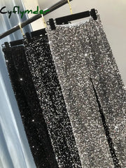Cyflymder The New Women’s Fashion Trendy Sparkling Gold Pants Relaxation Of Tall Waist