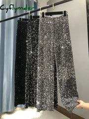 Cyflymder The New Women’s Fashion Trendy Sparkling Gold Pants Relaxation Of Tall Waist