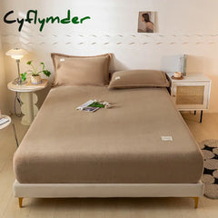 Cyflymder Thermal Velvet Bed Sheets Plush Fabric Mattress Cover For Winter Bed Cover Bed Bed Linen Set For Single