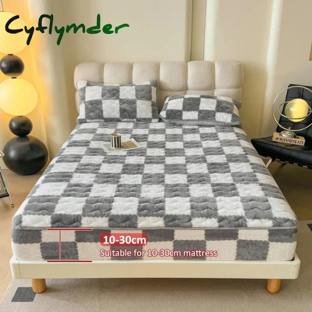 Cyflymder Thicken Velvet Bed Sheet For Bed Solid Color Mattress Cover Long Hair Fleece Bed Covers Soft Plush Queen King
