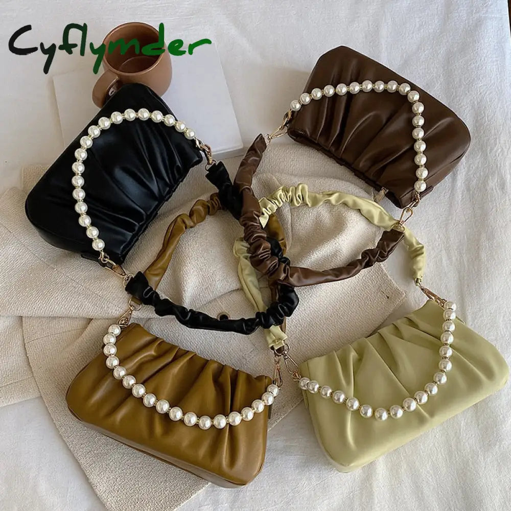 Cyflymder Top Fashion Beaded Pearly Women Slingle Shoulders Crossbody Bag Woman Female Messenger