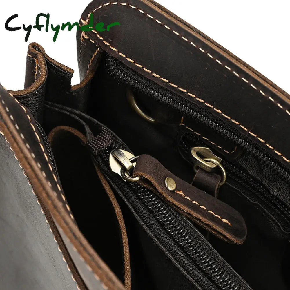 Cyflymder Top Grade Genuine Leather Day Clutches For Men Vintage Style Hand Purse Double Interlayer