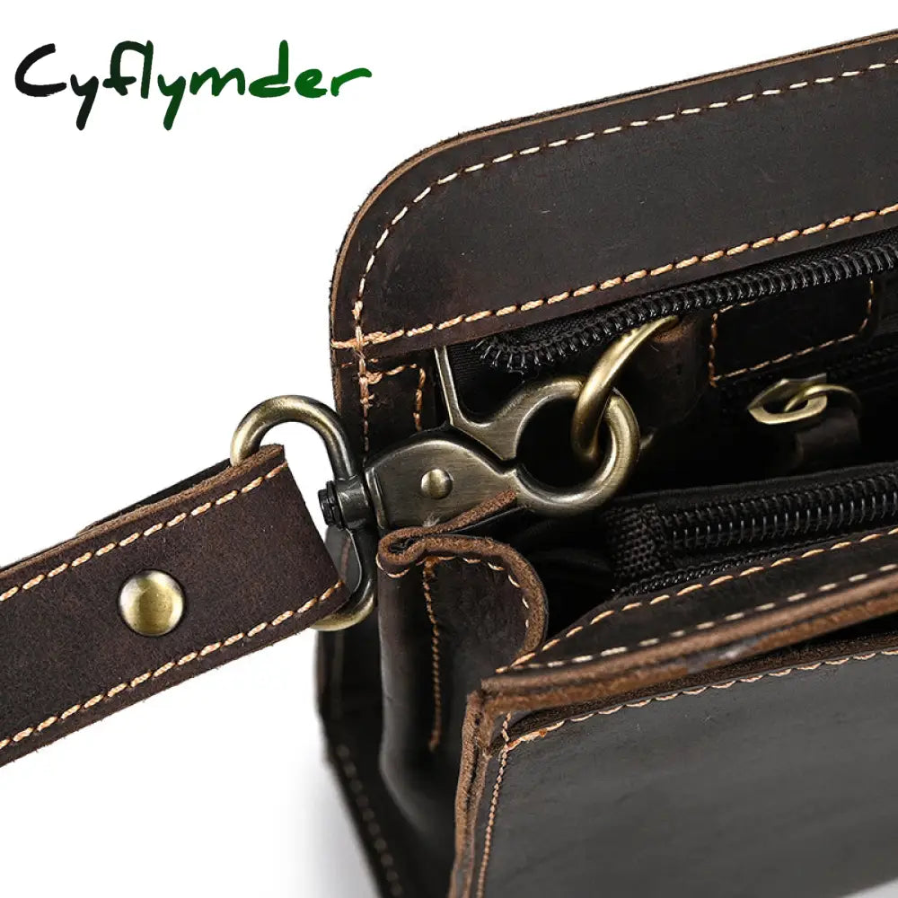 Cyflymder Top Grade Genuine Leather Day Clutches For Men Vintage Style Hand Purse Double Interlayer