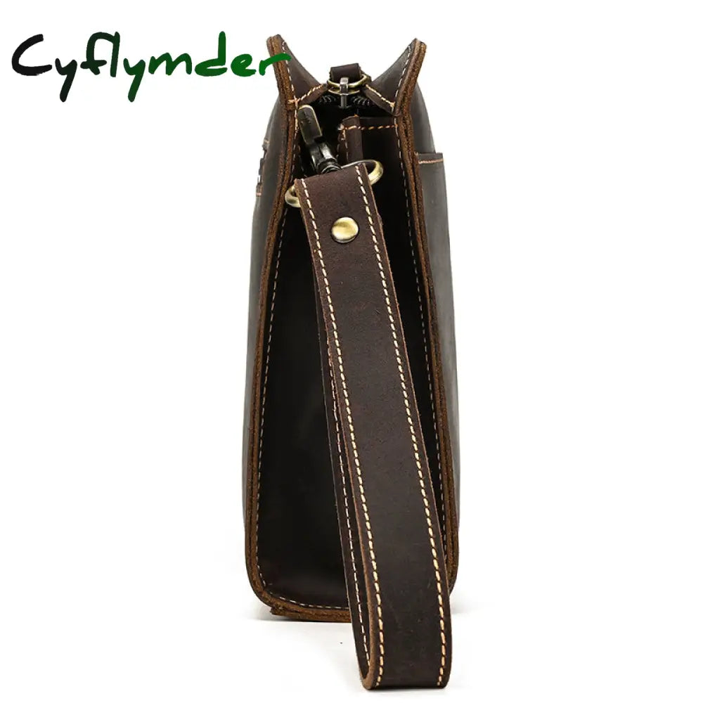 Cyflymder Top Grade Genuine Leather Day Clutches For Men Vintage Style Hand Purse Double Interlayer