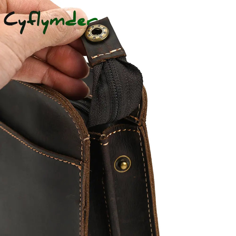 Cyflymder Top Grade Genuine Leather Day Clutches For Men Vintage Style Hand Purse Double Interlayer