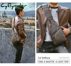 Cyflymder Top Quality Crazy Horse Leather Triangle Crossbody Chest Sling Bag For Men Design Travel