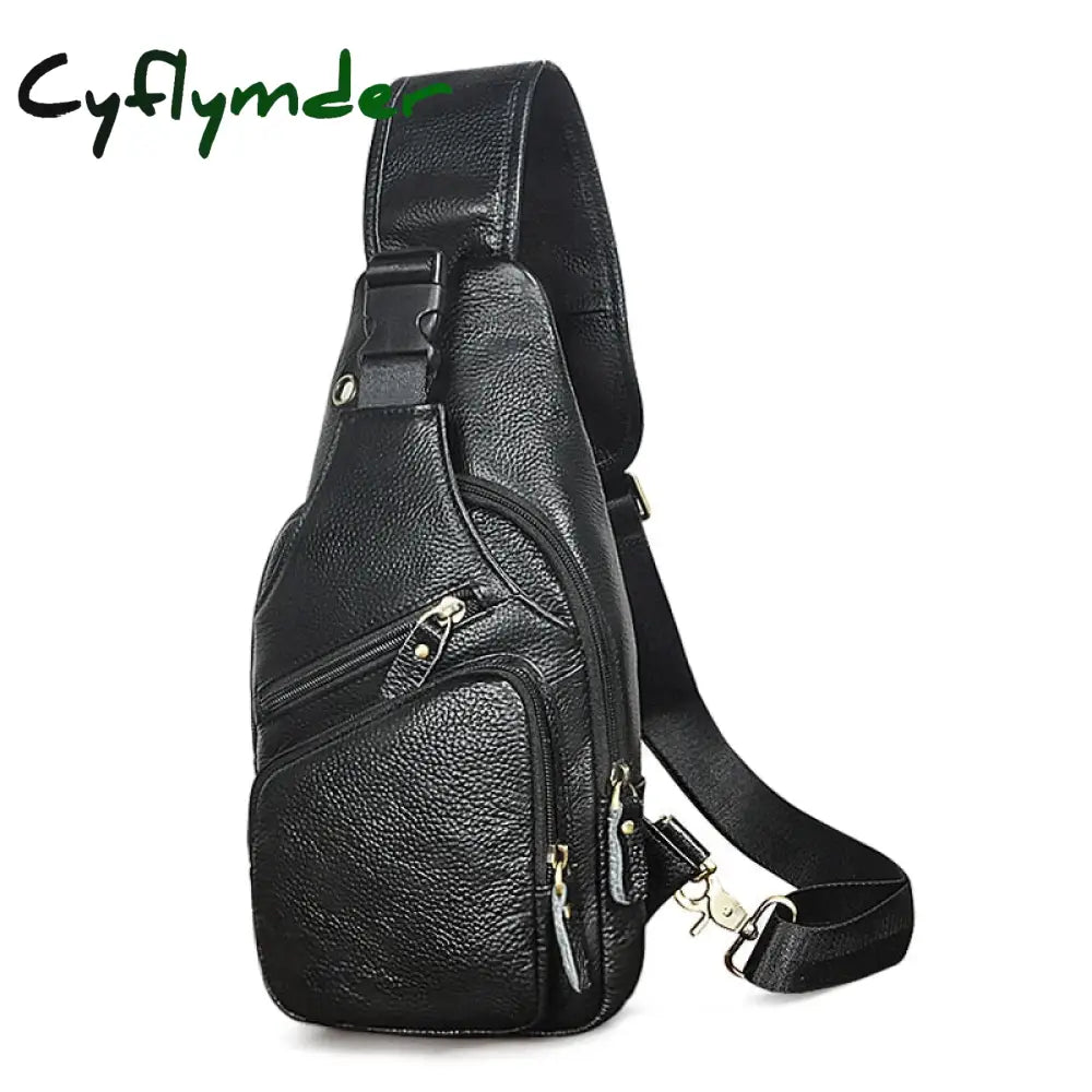 Cyflymder Top Quality Crazy Horse Leather Triangle Crossbody Chest Sling Bag For Men Design Travel