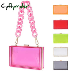 Cyflymder Transparent Bag Jelly Clutch Bags For Women Luxury Diamond Candy Color Ladies Blue