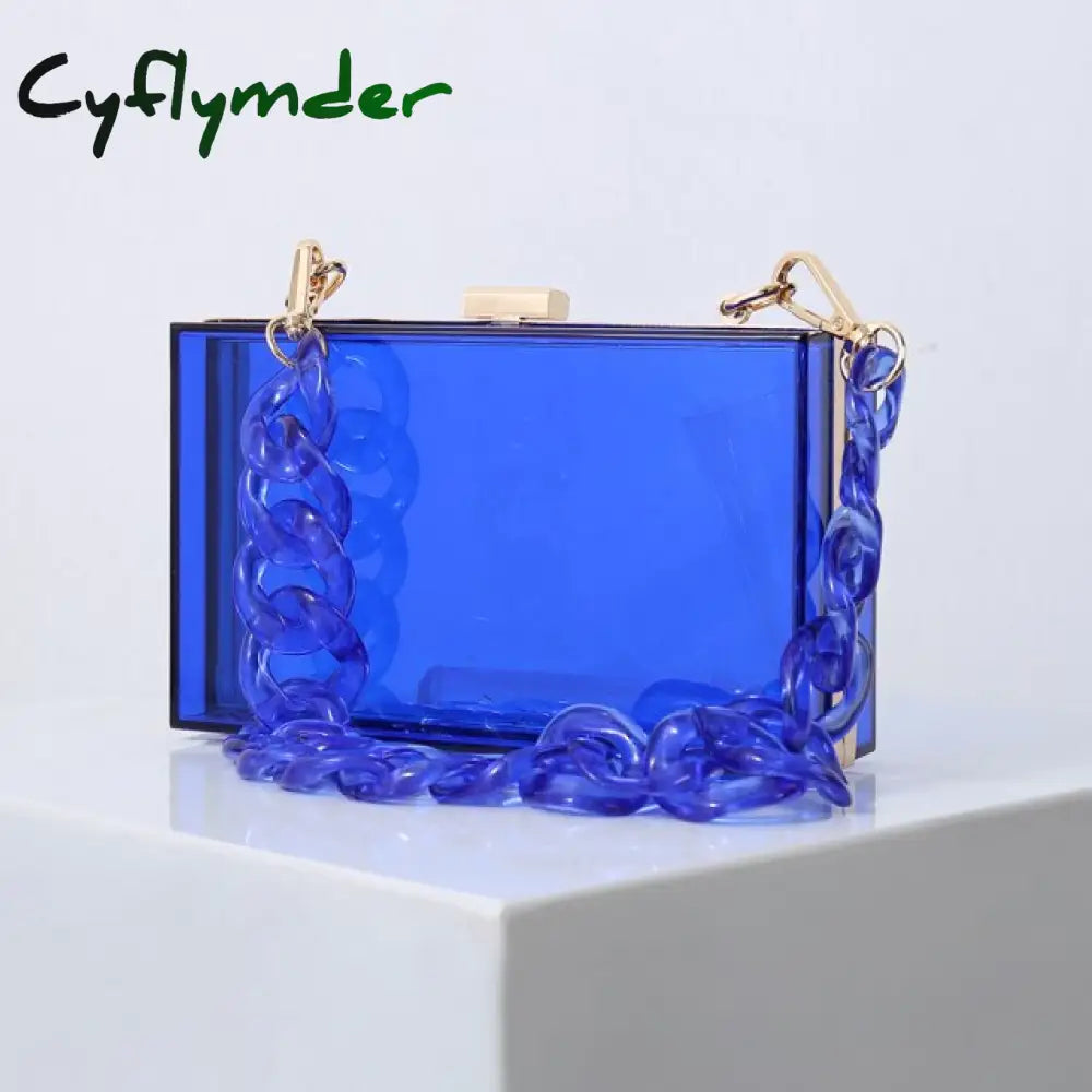 Cyflymder Transparent Bag Jelly Clutch Bags For Women Luxury Diamond Candy Color Ladies Blue