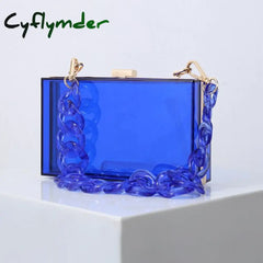 Cyflymder Transparent Bag Jelly Clutch Bags For Women Luxury Diamond Candy Color Ladies Blue
