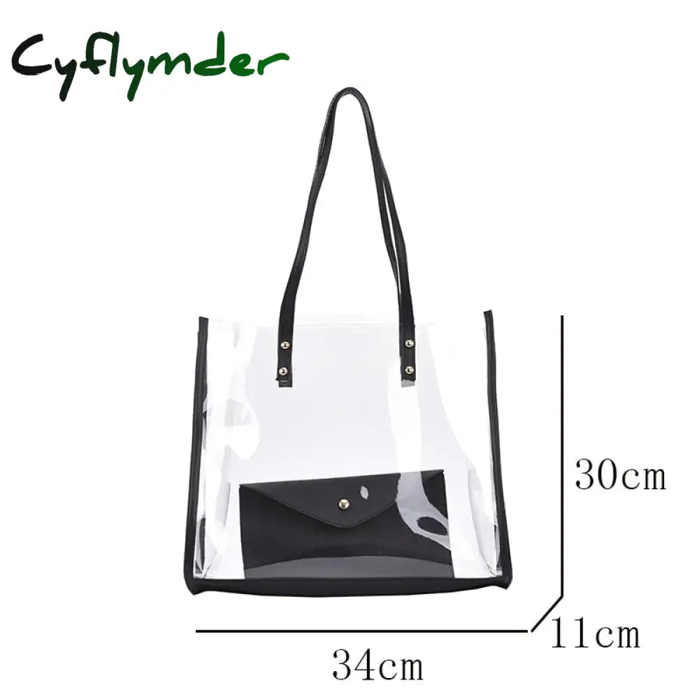 Cyflymder Transparent Bag Women 2Pcs/Set Luxury Handbag Fashion Pvc Clear High Quality Handbags