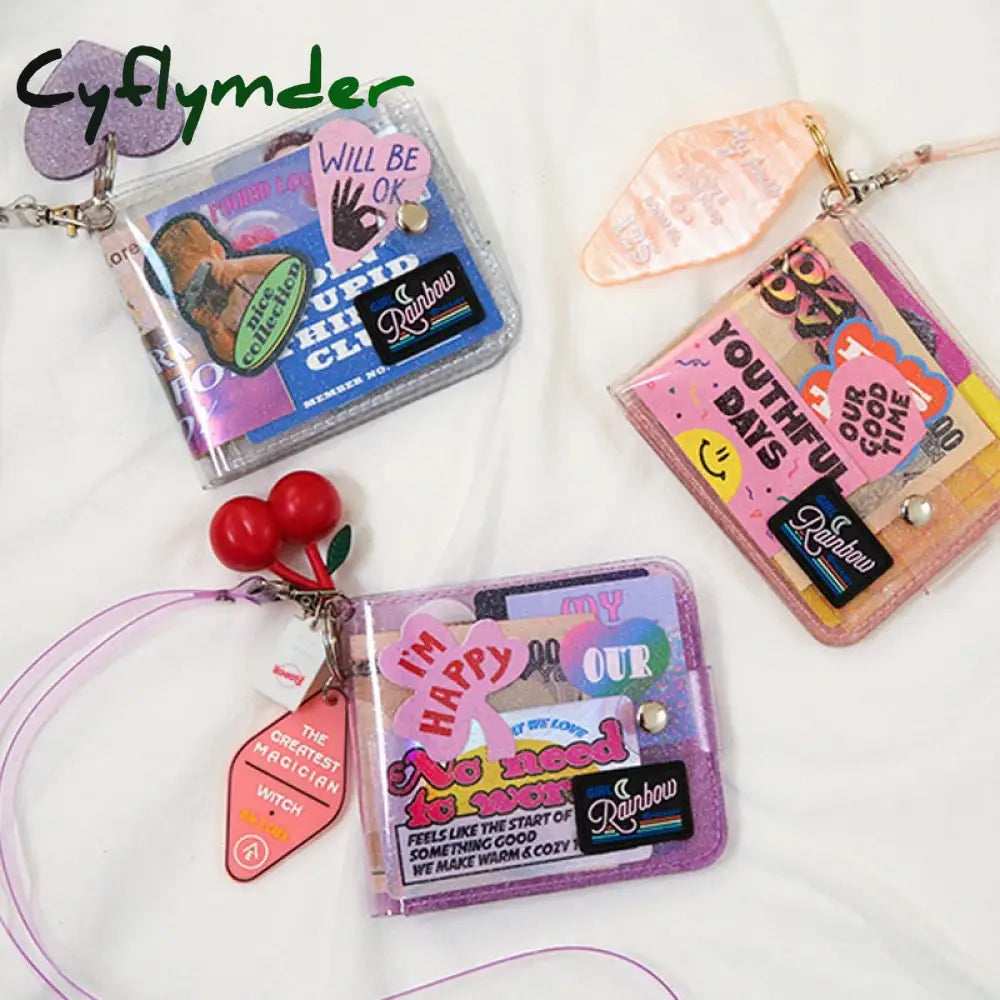 Cyflymder Transparent Jelly Neck Wallet Laser Halter Girls Coin Purse Ins Korea Letter Card Holder