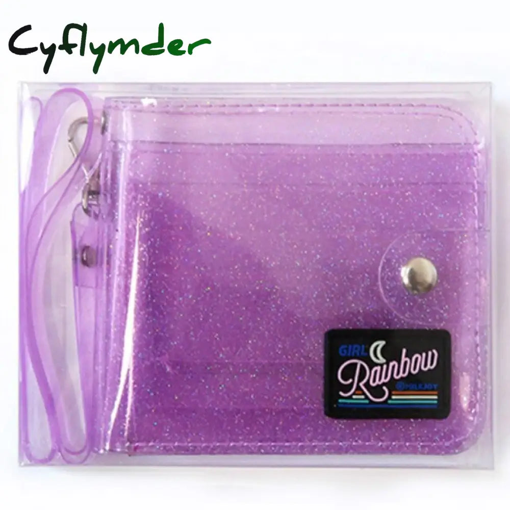 Cyflymder Transparent Jelly Neck Wallet Laser Halter Girls Coin Purse Ins Korea Letter Card Holder